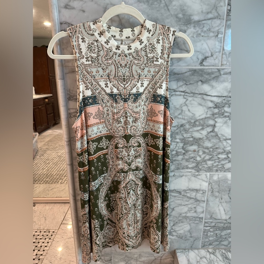 O'Neill Floral Paisley high mock neck tank dress medium